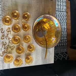 Carnival glass punch bowl